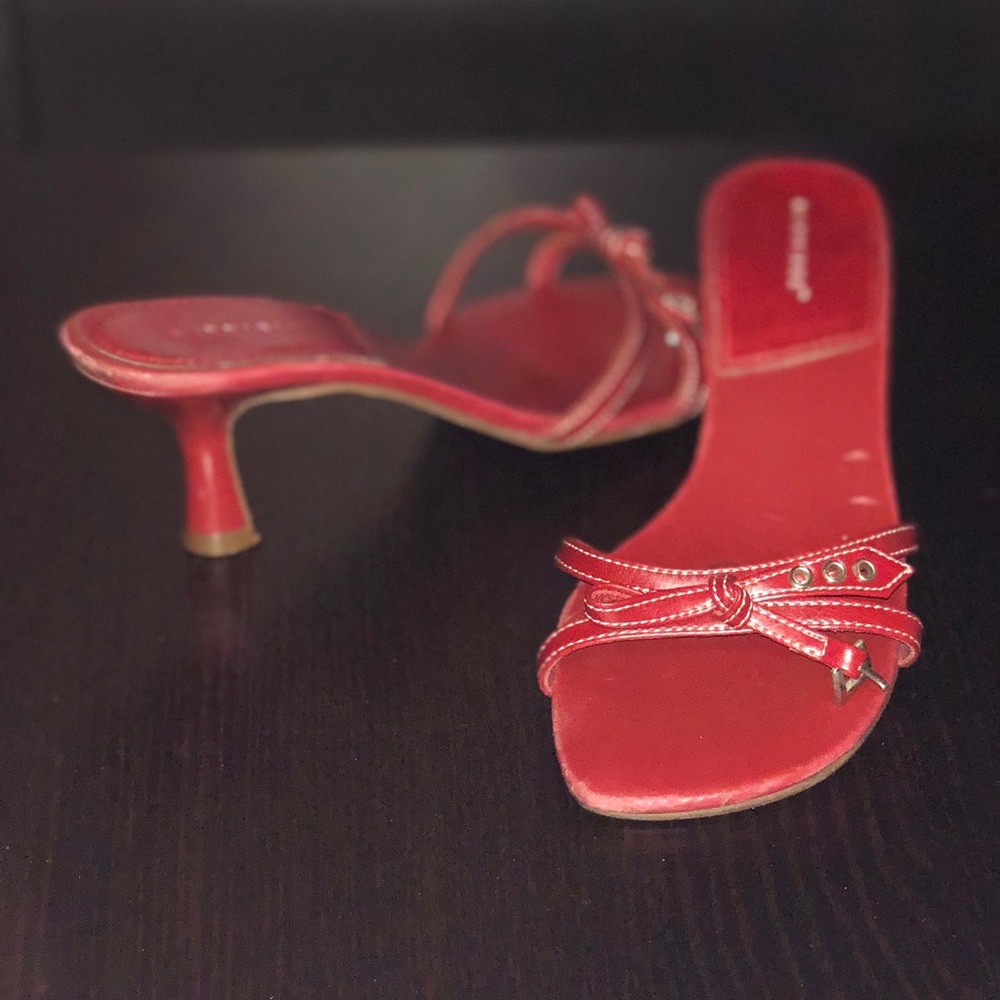 Slip on strapped heel